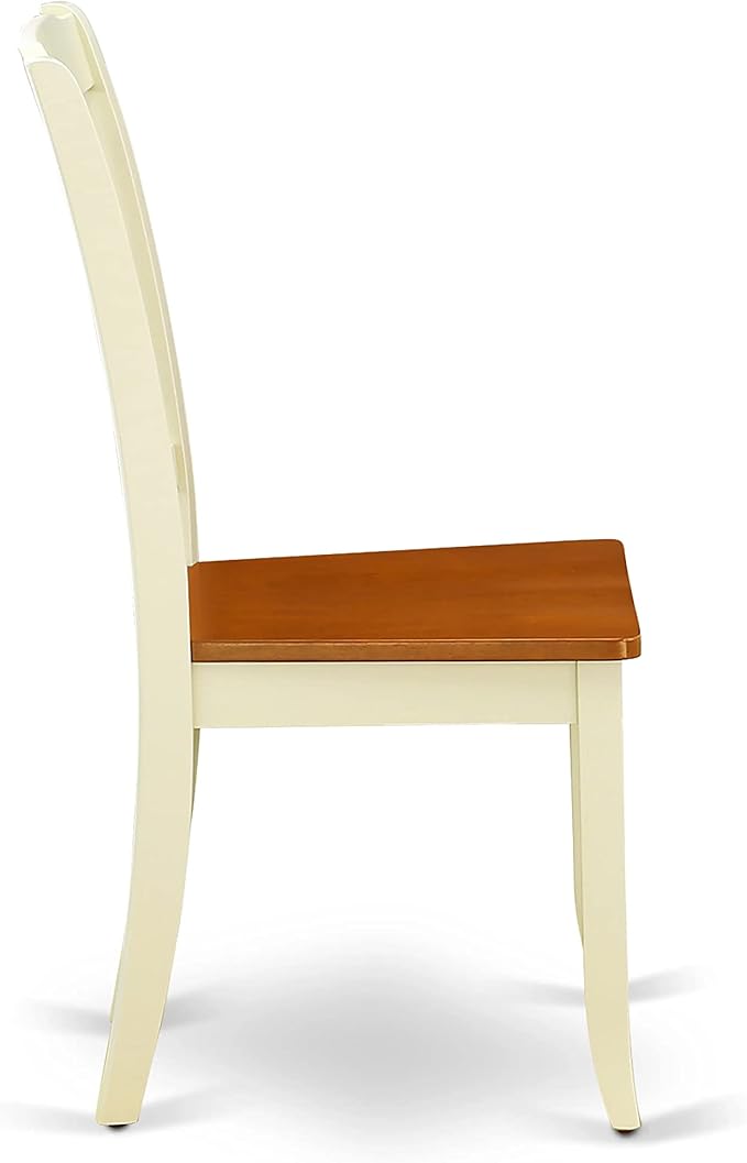 East West Furniture QUDA9-BMK-W 9 Piece Dining Table Set Includes a Rectangle Wooden Table with Butterfly Leaf and 8 Dining Room Chairs, 40x78 Inch, Buttermilk & Cherry