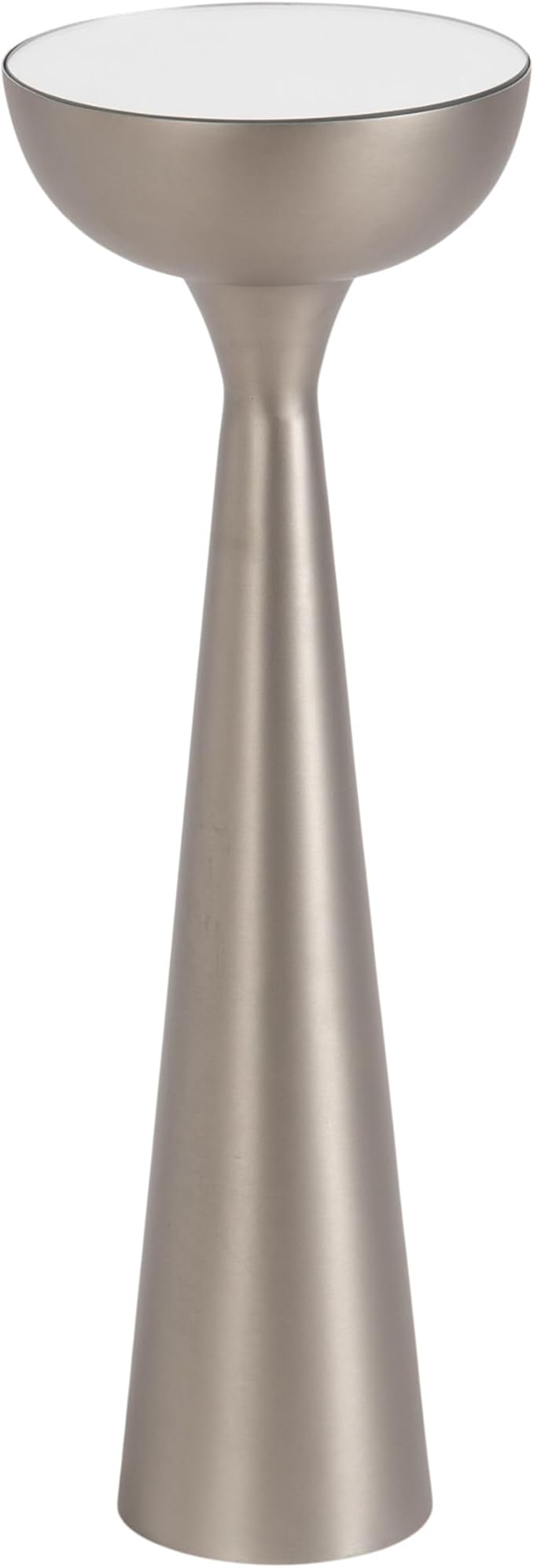 Kate and Laurel Chandon Mid-Century Sophisticated Drink Table; 8 x 8 x 23; Antique Nickel; Glam Sculptural Plant Pedestal Table for Use as Antique Mini Table or Bathtub Accent Table
