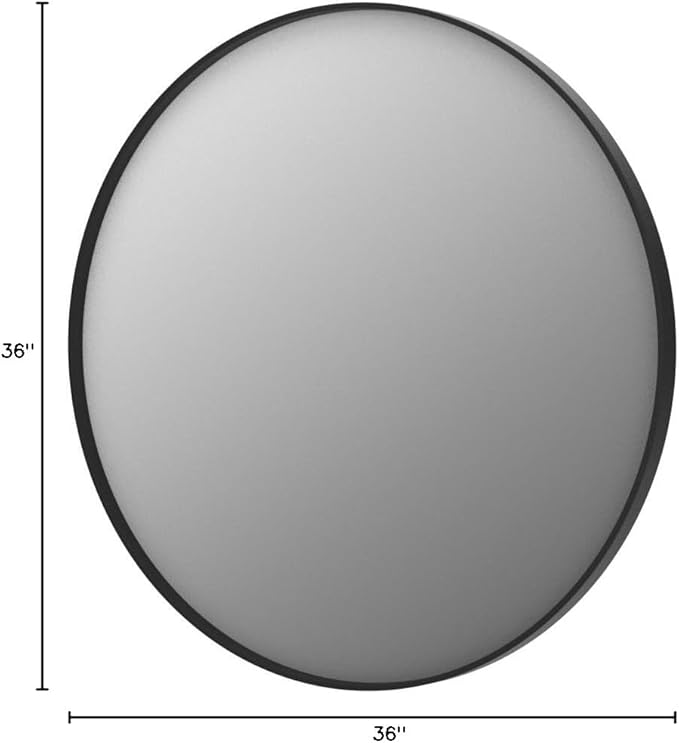 Keonjinn Black Round Mirror 36 Inch, Brushed Black Framed Circle Mirror for Bathroom, Aluminum Alloy Metal Frame, Modern Farmhouse Decorative Wall Mirror for Entryway, Living Room