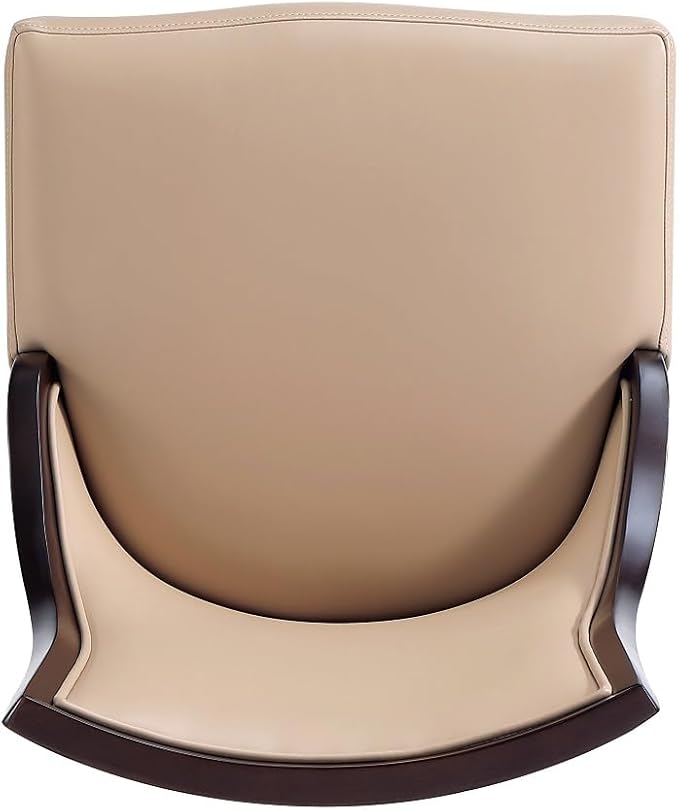 Manhattan Comfort Grand Avenue Faux Leather Dining Chairs, Parsons Accent Furniture with Padded Wingback Seat and Solid Beech Wood Frame, Set of 4, Tan