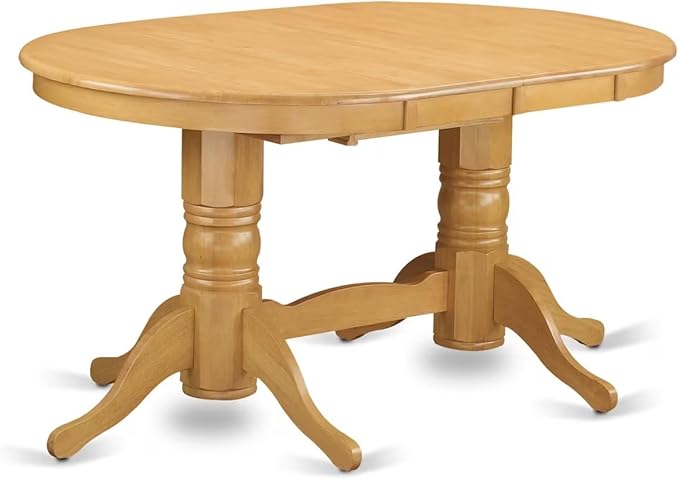 East West Furniture VAAN5-OAK-C 5 Piece Dining Table Set for 4 Includes an Oval Kitchen Table with Butterfly Leaf and 4 Linen Fabric Kitchen Dining Chairs, 40x76 Inch, Oak