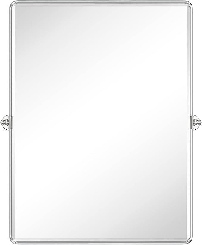 TEHOME 30x40'' Chrome Pivot Mirror Bathroom Tilt Vanity Mirror Large 40x30'' Polished Nickel Metal Framed Rectangle Tilting Beveled Vanity Mirrors for Wall, Vertical