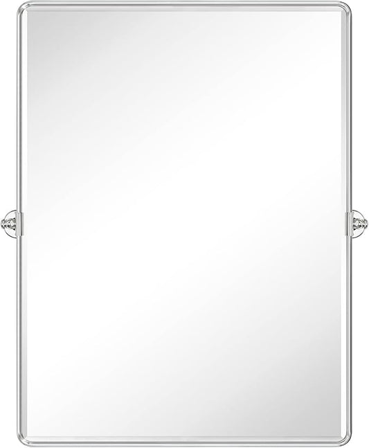 TEHOME 30x40'' Chrome Pivot Mirror Bathroom Tilt Vanity Mirror Large 40x30'' Polished Nickel Metal Framed Rectangle Tilting Beveled Vanity Mirrors for Wall, Vertical