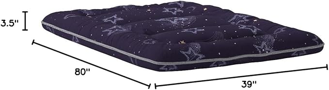 MAXYOYO Japanese Futon Mattress Floor Mattress Sleeping Pad Foldable Bed Roll Up Camping Cushion Floor Lounger Bed Couches and Sofas Couch Topper, Moon and Star, Twin Size