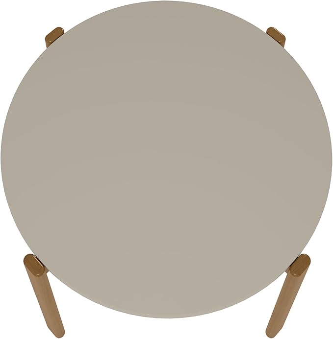 Manhattan Comfort Gales 46-Inch Mid Century Modern Round Dining Table for 2-4 Person, Minimalist Home Furniture with Solid Eucalyptus Wood Legs, Off White