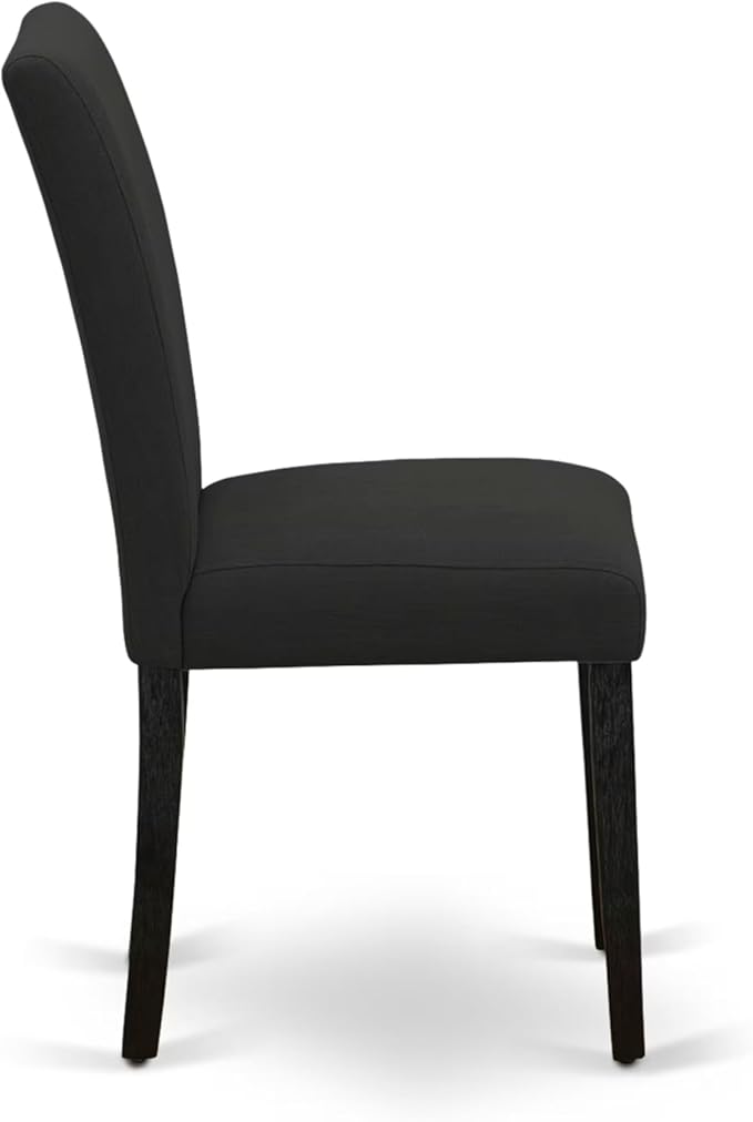 East West Furniture V697AB624-5 5 Piece Dining Table Set Includes a Rectangle Dining Room Table with V-Legs and 4 Black Color Linen Fabric Upholstered Chairs, 40x72 Inch, Multi-Color