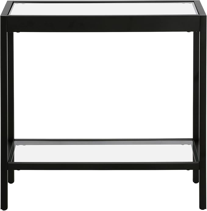 Henn&Hart 24" Wide Rectangular Rectangular Side Table in Blackened Bronze, Table for Living Room, Bedroom