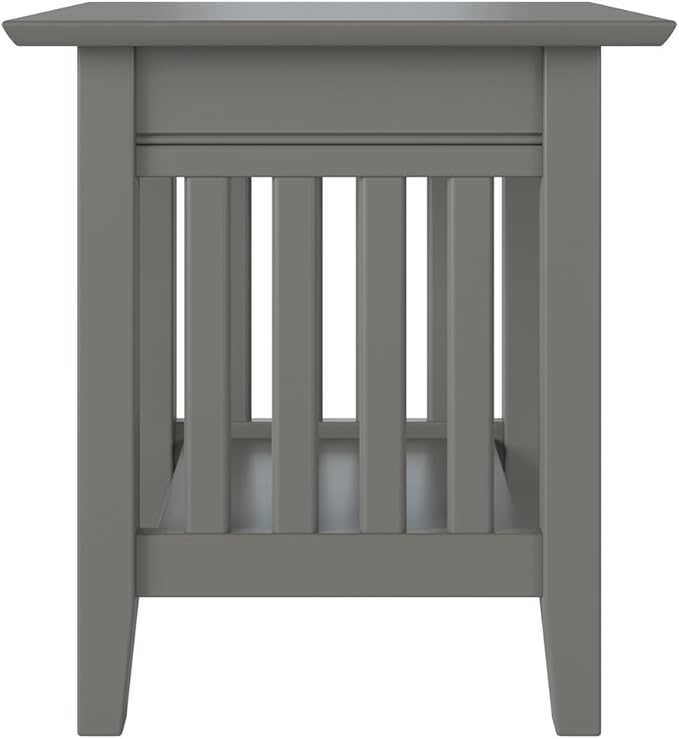 AFI, Mission End Table with Charging Station, Grey