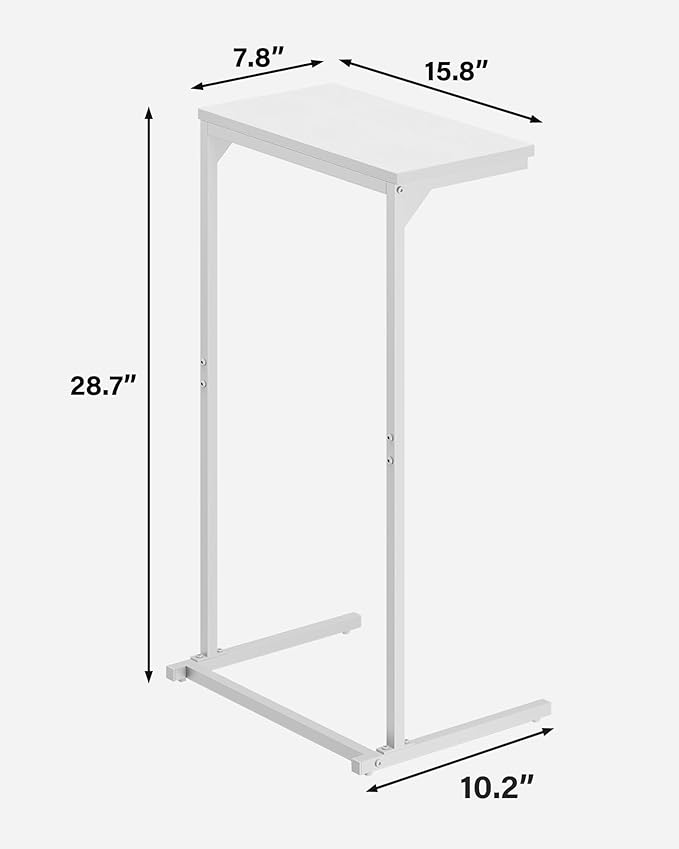 TUTOTAK C Shaped End Table, Small Side Table, Set of 2, 28.7 inch Tall Couch Table, Sofa Table, Living Room, Bed Room, White TB01BW0712