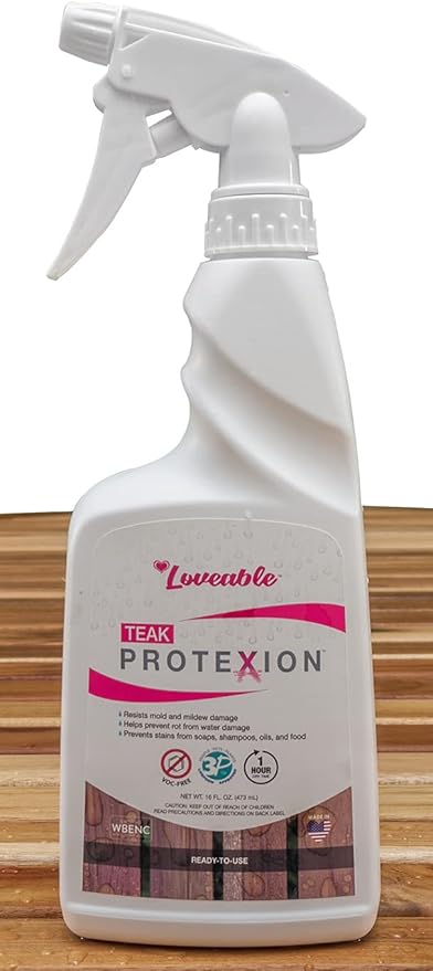 EcoDecors Protective Bundle – Loveable Teak Conditioning Oil, Teak Furniture Cleaner, and Protexion Teak Sealer Spray Bottle