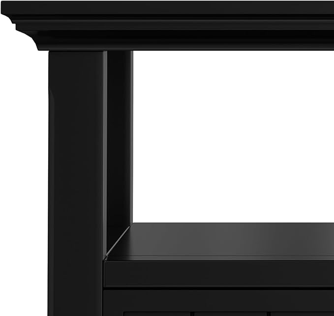 SIMPLIHOME Acadian 19-inch Wide Solid Wood End Table with Drawer and Open Shelf in Black for Living Room, Bedroom, or Entryway