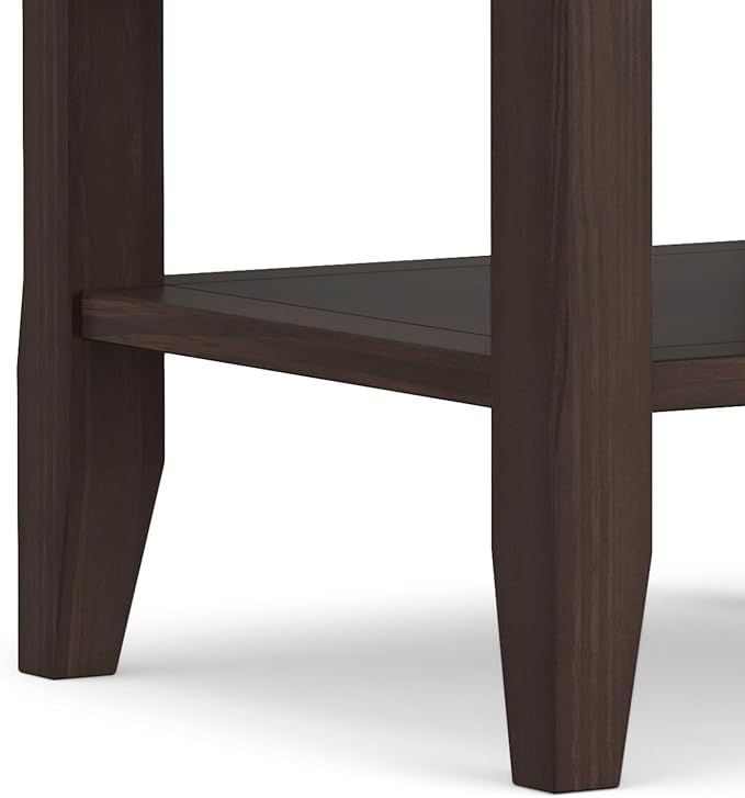 SIMPLIHOME Acadian SOLID WOOD 19 inch Wide Square Transitional End Table in Warm Walnut Brown for the Living Room and Bedroom