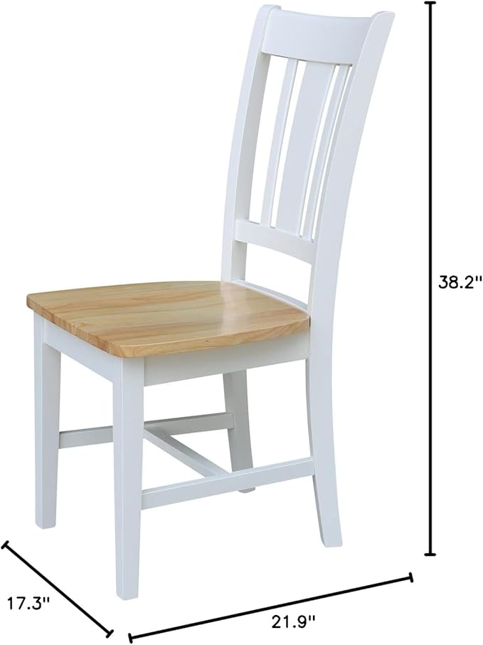 International Concepts San Remo SplatBack Dining Chairs Set of 2 White/Natural Parawood Construction - Solid Wood|17.3" W x 21.9" D x 38.2" H | 225 lb Weight Capacity - Chairs, White/Natural