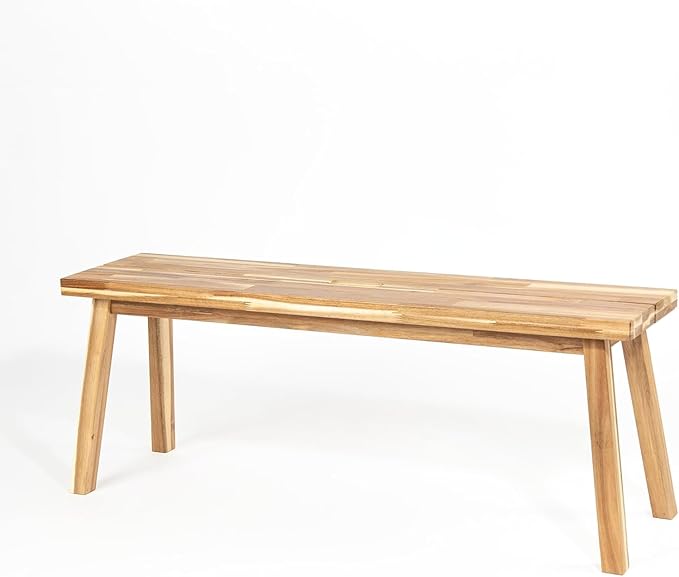 Bench 100% Solid Acacia Wood, Backless, Wax Galvanized Finish, Easy Assembly, End Table Wooden Bench Furniture for Plant, Dining Room, Entryway, Indoor (47 inches)