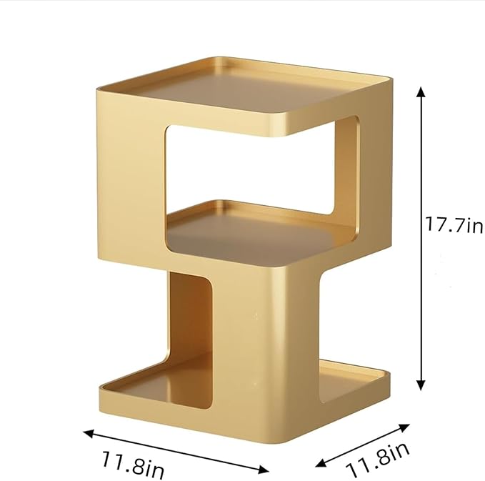 Metal Gold Nightstands, Modern Side Table with 3 Tiers Storage, Small End Table for Couch, Living Room Bedroom, Bedside Tables No Assembly Required