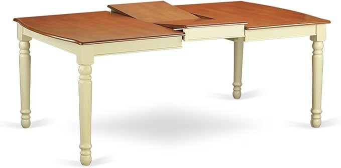 East West Furniture DOQU5-WHI-W 5 Piece Dining Room Table Set Includes a Rectangle Kitchen Table with Butterfly Leaf and 4 Dining Chairs, 42x78 Inch, Buttermilk & Cherry