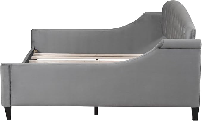 Full Size Modern Luxury Tufted Button Daybed, Stylish Wood Upholstered Day Bed,No Box Spring Required, Easy Assembly,for Bedroom,Living Room and Guest Room,Den,Office,Gray