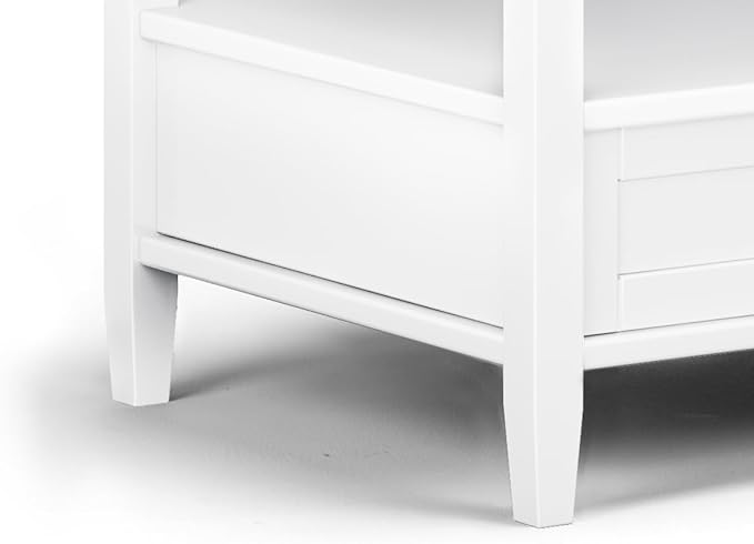 SIMPLIHOME Warm Shaker Coffee Table - 48 inch Wide Solid Wood Cocktail Table in White, Transitional Living Room Table with 2 Storage Drawers and Open Shelf for Sitting Area or Lounge
