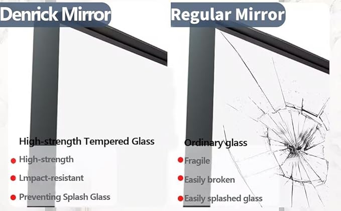 Brushed Metal Thick Frame Bathroom Mirror 18 x 30 Inch Metal Frame Black Mirror Rectangular Wall Mirror Matte Black Vanity Mirror Square Corner, Modern Rectangle Mirror(Horizontal/Vertical)