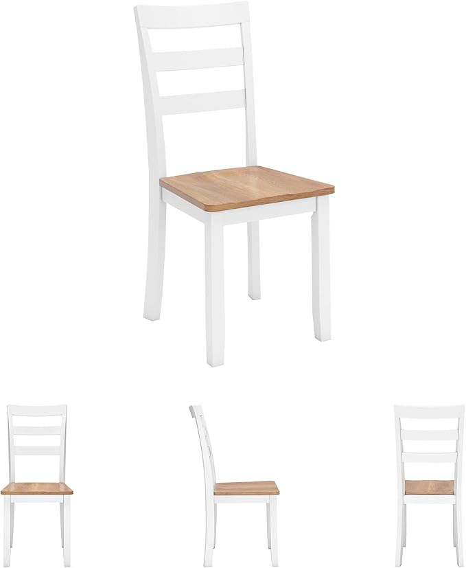 Signature Design by Ashley Gesthaven Solid Wood Frame Dining Chair, Set of 2, White/Natural