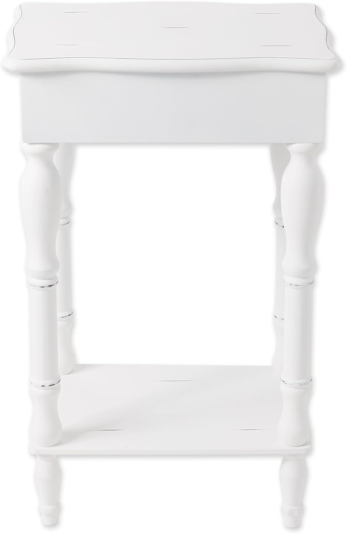 Carved White Side Table
