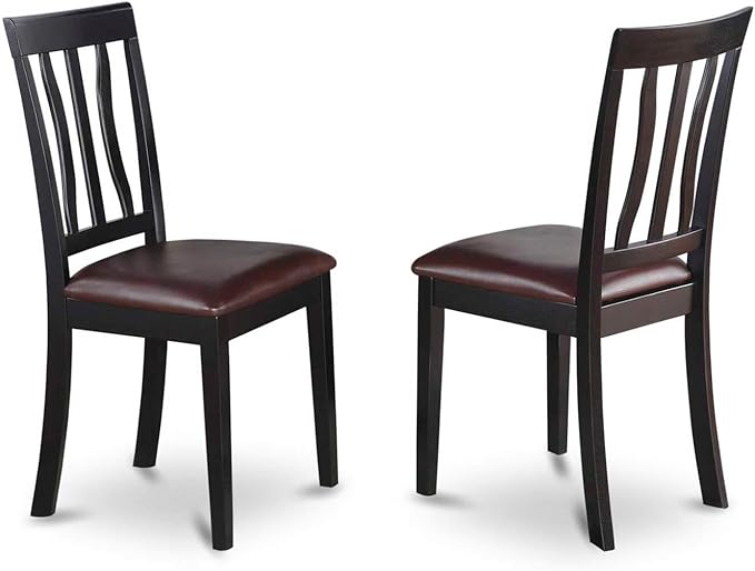 East West Furniture ESAN3-BCH-LC 3 Piece Kitchen Table & Chairs Set Contains a Round Dining Room Table with Pedestal and 2 Faux Leather Upholstered Dining Chairs, 30x30 Inch, Black & Cherry