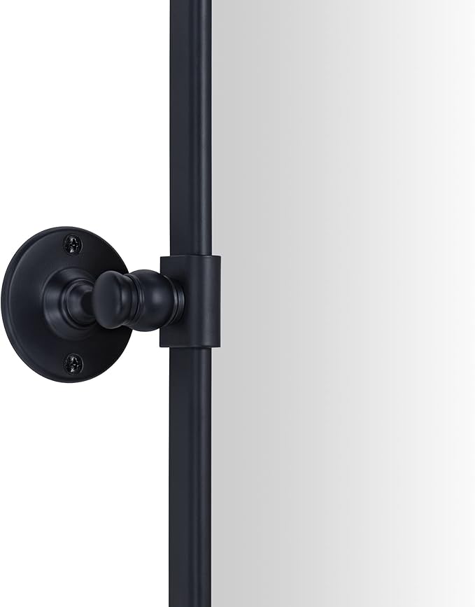 TEHOME Horizontal Pivot Mirror Black Tilt Mirror for Bathroom Beveled Metal Framed Pivoting Rectangle Bathroom Mirror, 35x23''