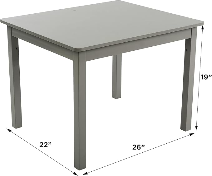 Humble Crew Kids Wooden Table and 4 Chairs Set, Grey/Blue/Green/Yellow - Kids Table and Chair Set for Toddlers and Children for Arts, Crafts, and Snack Time - Sturdy, Durable Toddler Activity Table