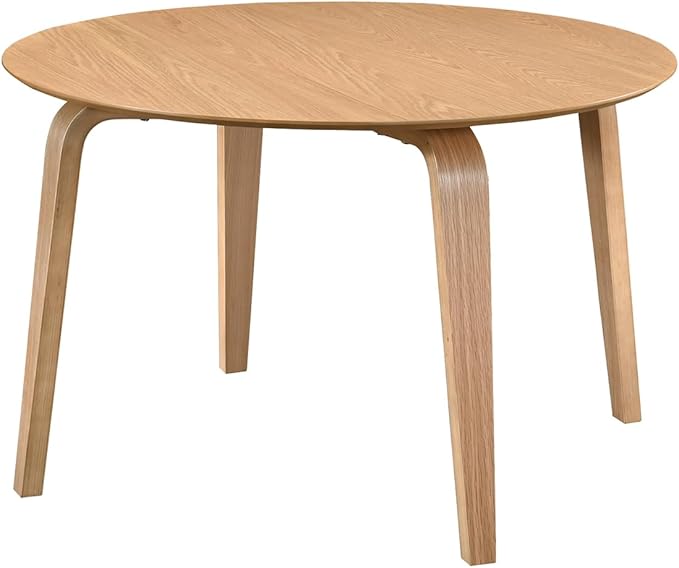 Acanva 47" Small Round Dining Table for 4 Person, MDF Top and Sturdy Wood Base Structure, Modern Design for Kitchen, Compact Space & Apartment, Light Oak