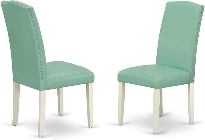 East West Furniture OXEN3-LWH-57 3 Piece Dinette Set for Small Spaces Contains a Square Dining Room Table and 2 Pond Faux Leather Parsons Dining Chairs, 36x36 Inch, Linen White