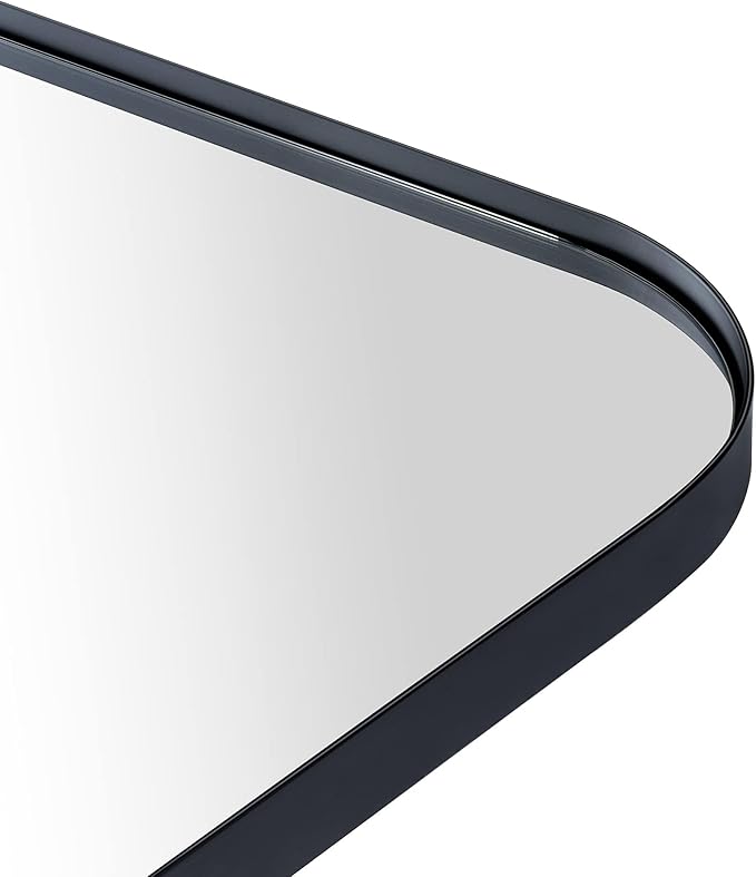 34x40'' Large Matte Black Arched Mantel Mirror Rounded Corner Wall Mirror for Bathroom, Living Room or Powder Room