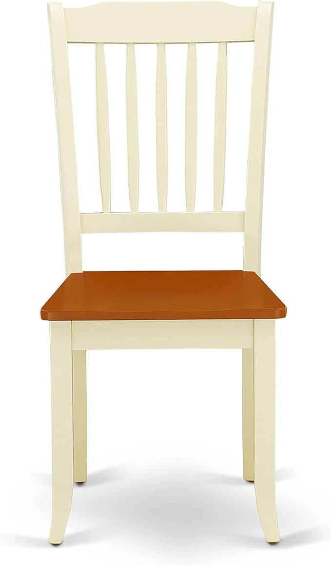 East West Furniture QUDA9-BMK-W 9 Piece Dining Table Set Includes a Rectangle Wooden Table with Butterfly Leaf and 8 Dining Room Chairs, 40x78 Inch, Buttermilk & Cherry