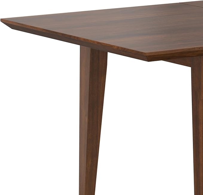 SIMPLIHOME Colby Extendable Dining Table, Solid Wood Walnut Veneer in Walnut, 60-76 x 36 inches, Contemporary-Style Rectangular Expandable Kitchen Table with Butterfly Leaf for 6+ People