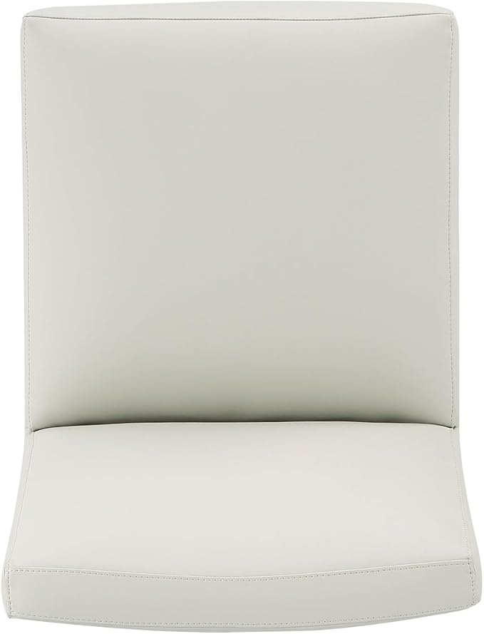 Manhattan Comfort Anna Square Modern Dining Chair with Head to Toe Faux Leather Upholstery and Plastic Foot Padding, Luxury Accent Furniture, Set of 1, Stone Grey
