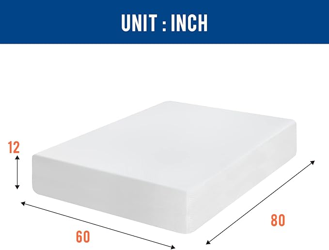 FDW | 12 Inch Queen Mattress | Medium Firm | Gel Memory Foam Mattress | White | Bed in a Box, CertiPUR-US Certified | Pressure Relief, Cooling Ventilated Foam | Washable Removable Cover