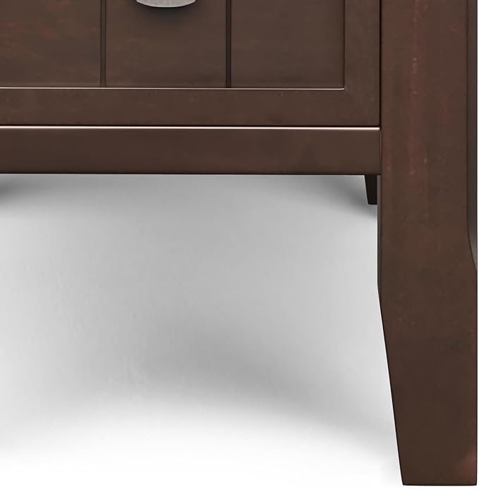 SIMPLIHOME Acadian 19-inch Wide Solid Wood End Table with Drawer and Open Shelf in Brunette Brown for Living Room, Bedroom, or Entryway
