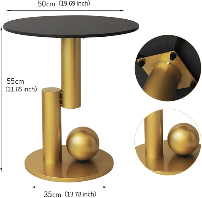 Side Table with Marble Top Metal Gold End Table Modern Sofa Side End Table Coffee Round Side Desk for Couch Living Room Bedroom