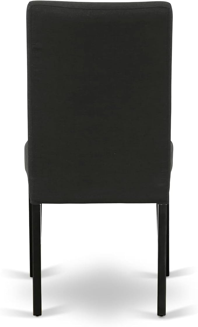East West Furniture V676DR124-5 5 Piece Dinette Set for 4 Includes a Rectangle Dining Table with V-Legs and 4 Black Color Linen Fabric Parson Dining Room Chairs, 36x60 Inch, Multi-Color