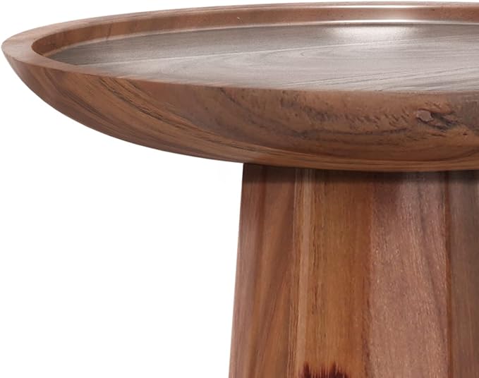 SIMPLIHOME Dayton SOLID ACACIA WOOD 13 inch Wide Round Contemporary Wooden Accent Table in Light Cognac, Fully Assembled for the Living Room and Bedroom