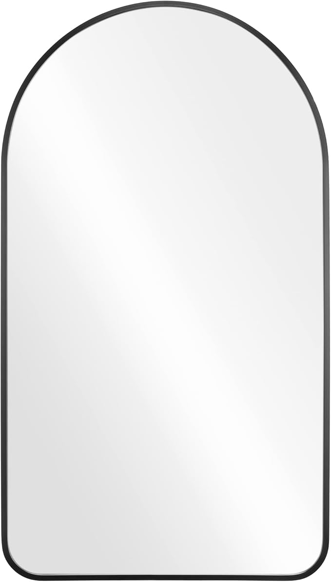 Navaris Arched Wall Mirror - Black Arch Framed Mirror - 17.7"x31.5" Wall-Mounted Mirror with Black Aluminum Alloy Frame for Living Room Bathroom Hall