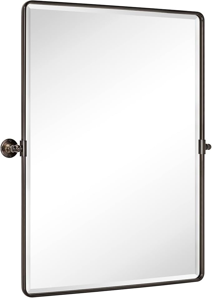 TEHOME 30 x 40'' Oil Rubbed Bronze Pivot Bathroom Mirror Tilt Vanity Mirror Large 40x30'' Dark Bronze Metal Framed Rectangle Pivoting Beveled Vanity Mirrors for Wall, Vertical