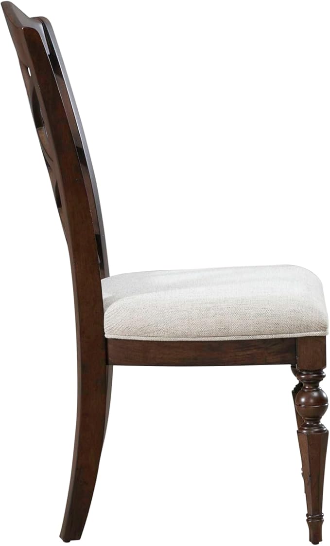 Liberty Furniture Arden Road 5 Piece Dining Trestle Table Set - 4 Splat Back Side Chairs - Satin Cherry