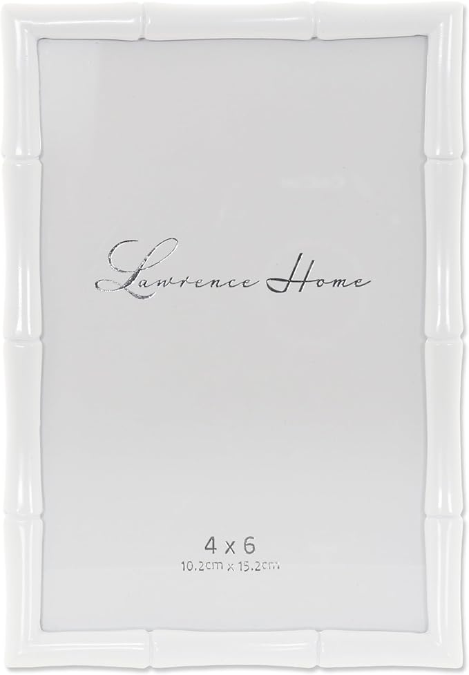 Lawrence Frames Cast Metal Frame - Bamboo Design, White, 4x6
