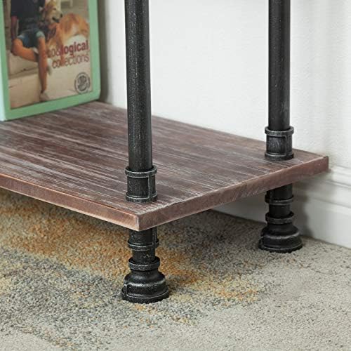 Industrial Bookcase, Solid Pine Open Wood Shelves, Rustic Modern Industrial Pipe and Solid Wood Style Bookshelf (4-Layers)