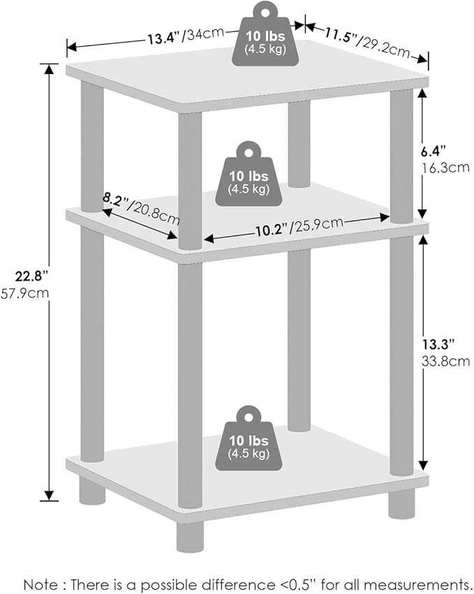 Furinno Turn-N-Tube Easy Assembly Stackable Standing Shelf, French Oak/Black
