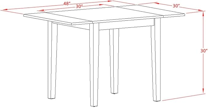 East West Furniture NDGR5-LWH-W 5 Piece Dining Room Furniture Set Includes a Rectangle Kitchen Table with Dropleaf and 4 Dining Chairs, 30x48 Inch, Linen White