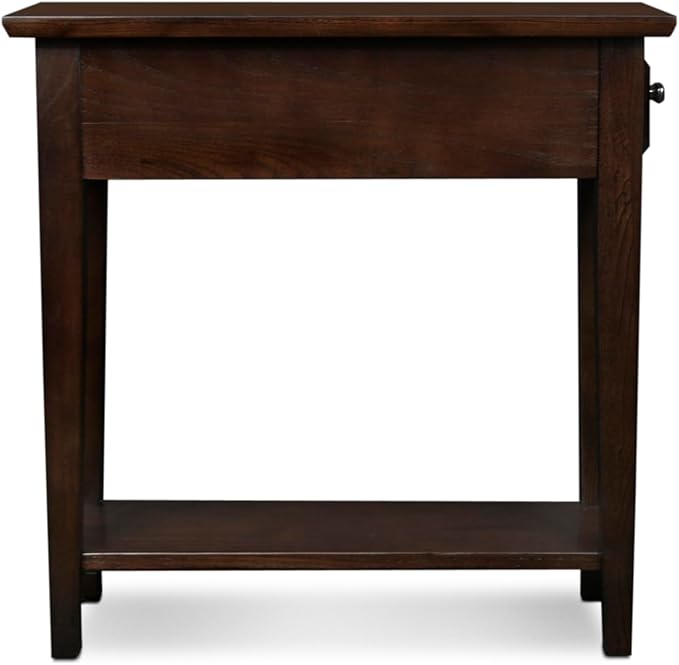 Leick Home 15 in Wide End Table, Solid Wood Construction, One Drawer, One Lower Shelf, Narrow Width, Easy-Assembly, Chocolate Oak, 15 in W x 24 in D x 24 in H, 10071-CH