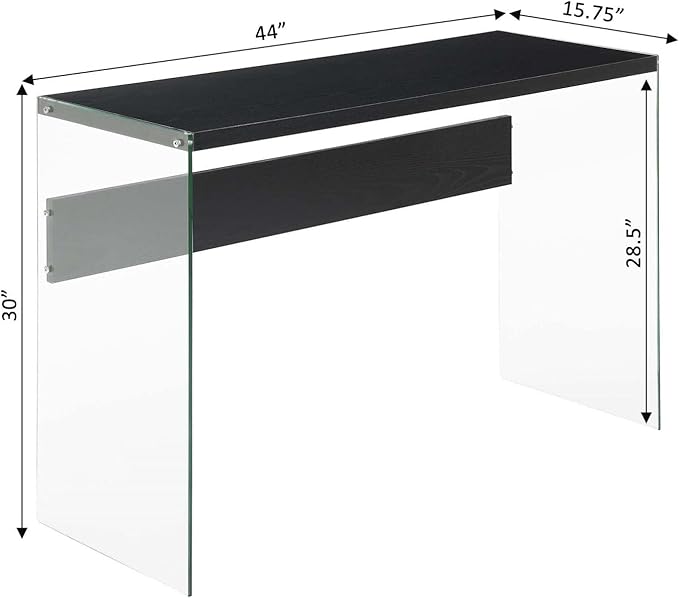 SoHo Glass Console Table/Desk, Black/Glass