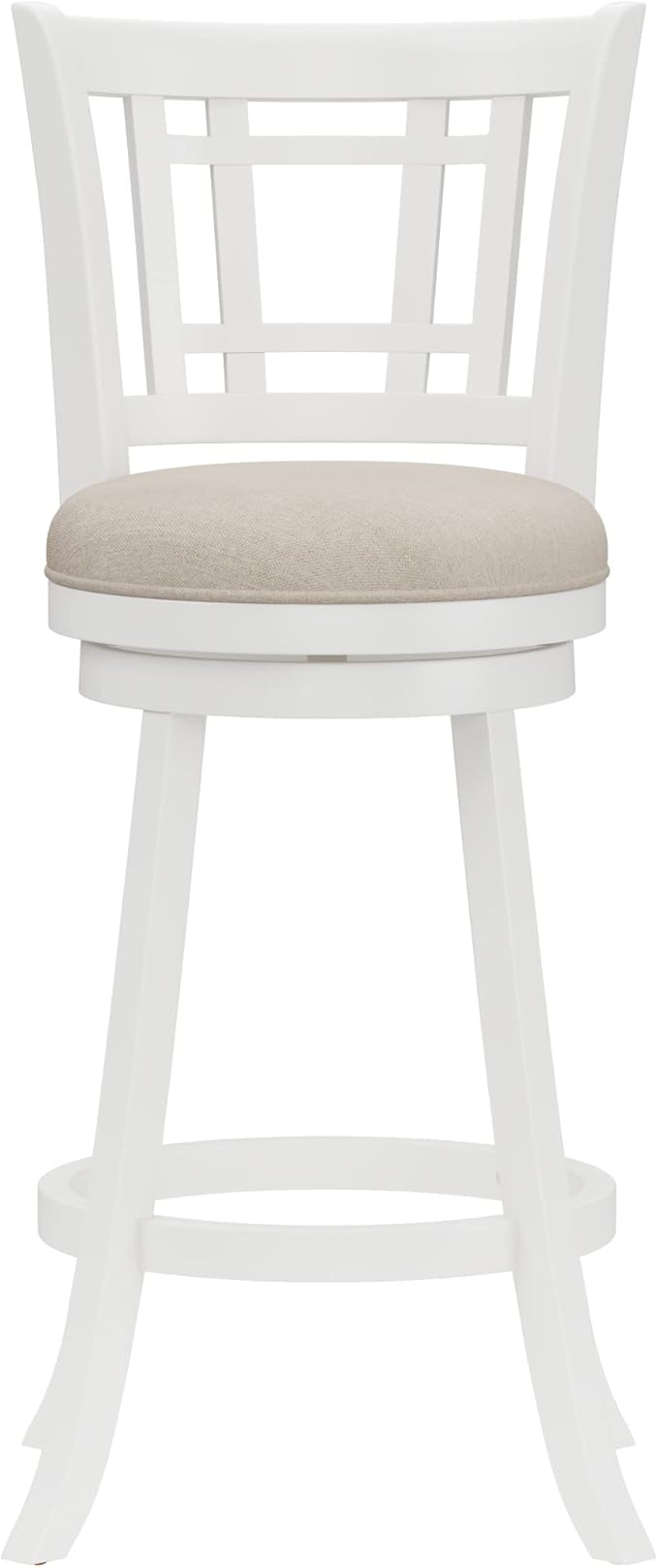 Hillsdale Fairfox Swivel Stool with Rectangular Lattice Back, Bar Height, White