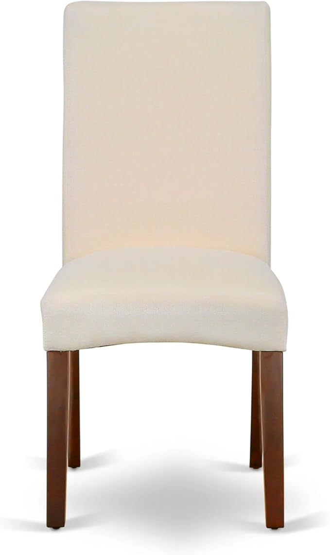 East West Furniture AMDR3-MAH-01 3 Piece Dinette Set for Small Spaces Contains a Round Kitchen Table with Pedestal and 2 Cream Linen Fabric Parson Dining Chairs, 36x36 Inch, Mahogany